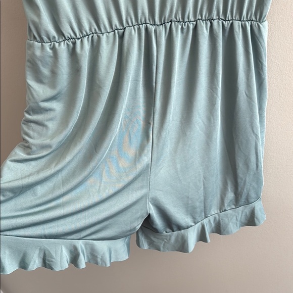 Chic Light Blue Ruffled Romper - Picture 2 of 6